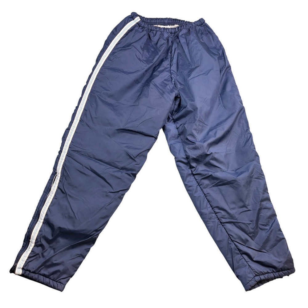 Vintage In Play Heather Ashley Navy Blue Nylon Track Pants Side Stripe USA Made